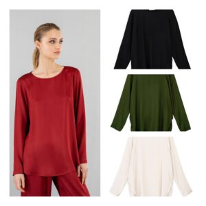 SATIN LONG SLEEVE BLOUSES