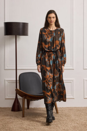 MAXI VISCOSE PRINTED DRESS