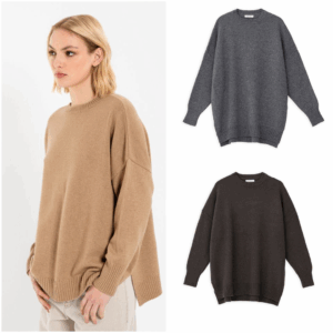ONE SIZE CASHMERE ROUND NECK LONG SWEATERS