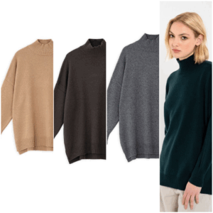 ONE SIZE CASHMERE TURTLENECK LONG SWEATERS