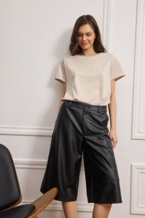 LEATHER BERMUDA PANTS