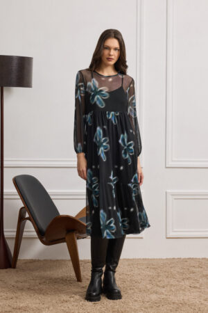 SEE-THROUGH MINI DRESS WITH UNDERDRESS